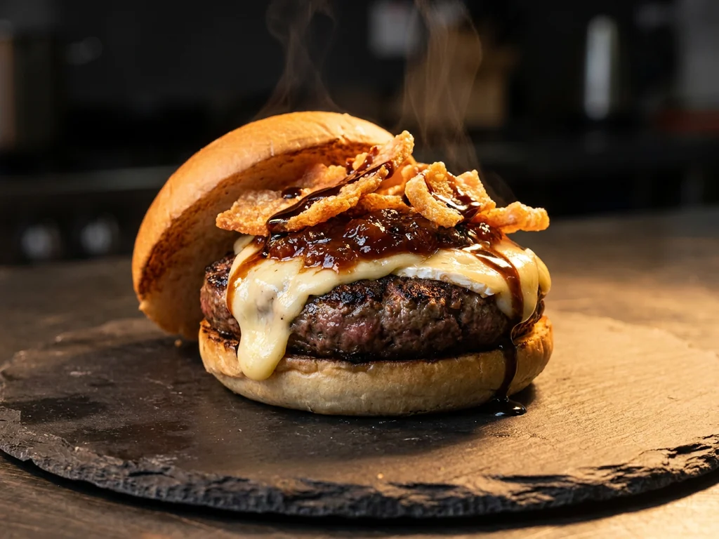 Saccone's Burger, con brie y mermelada de tomate